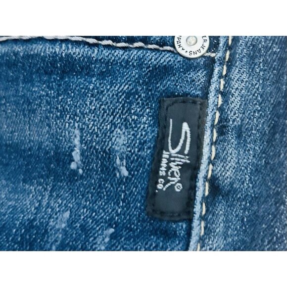 Silver Jeans Boyfriend Jeans Dark Wash Women’s W34 L29 (US 14/16) Light Fading - Picture 7 of 16